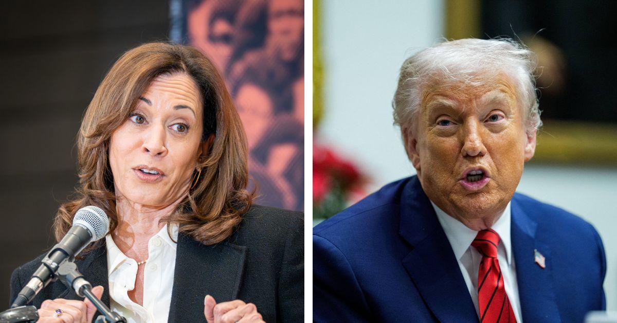 split photo of Kamala Harris & Donald Trump