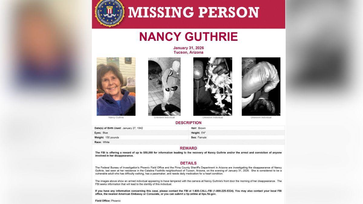 image of Nancy Guthrie was last seen arriving home on January 31, after a family dinner.