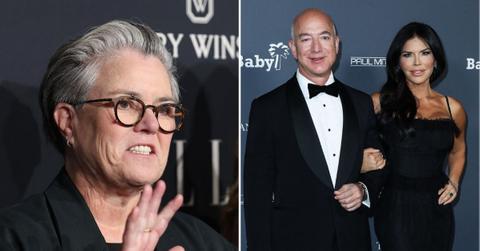 Composite photo of Rosie O'Donnell, Jeff Bezos and Lauren Sánchez