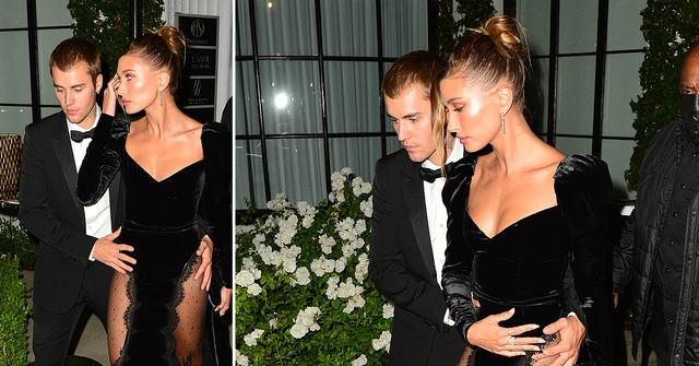 justin bieber and hailey bieber are all dressed up as they attend freedom art experience gallery ok