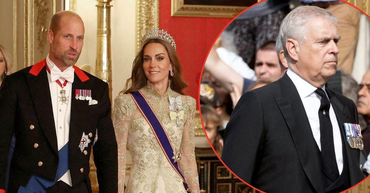 Split photo of Prince William, Kate Middleton &Andrew Mountbatten Windsor