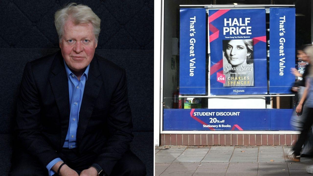 Image of Charles Spencer’s Diana memoir, 'Swan Song: Diana, My Sister,' was listed at a discounted price in Britain.