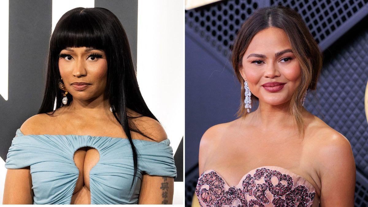 split image of Nikki Minaj and Chrissy Teigen