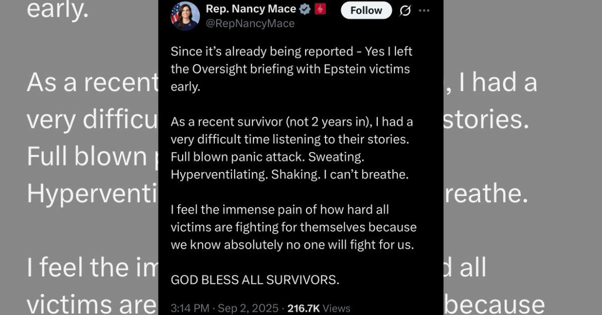 photo of Nancy Mace said she couldn't listen to the victims' stories after suffering her own abuse