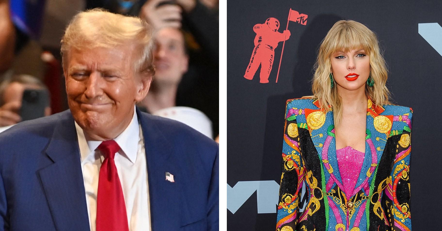 Composite photo of Donald Trump and Taylor Swift. 