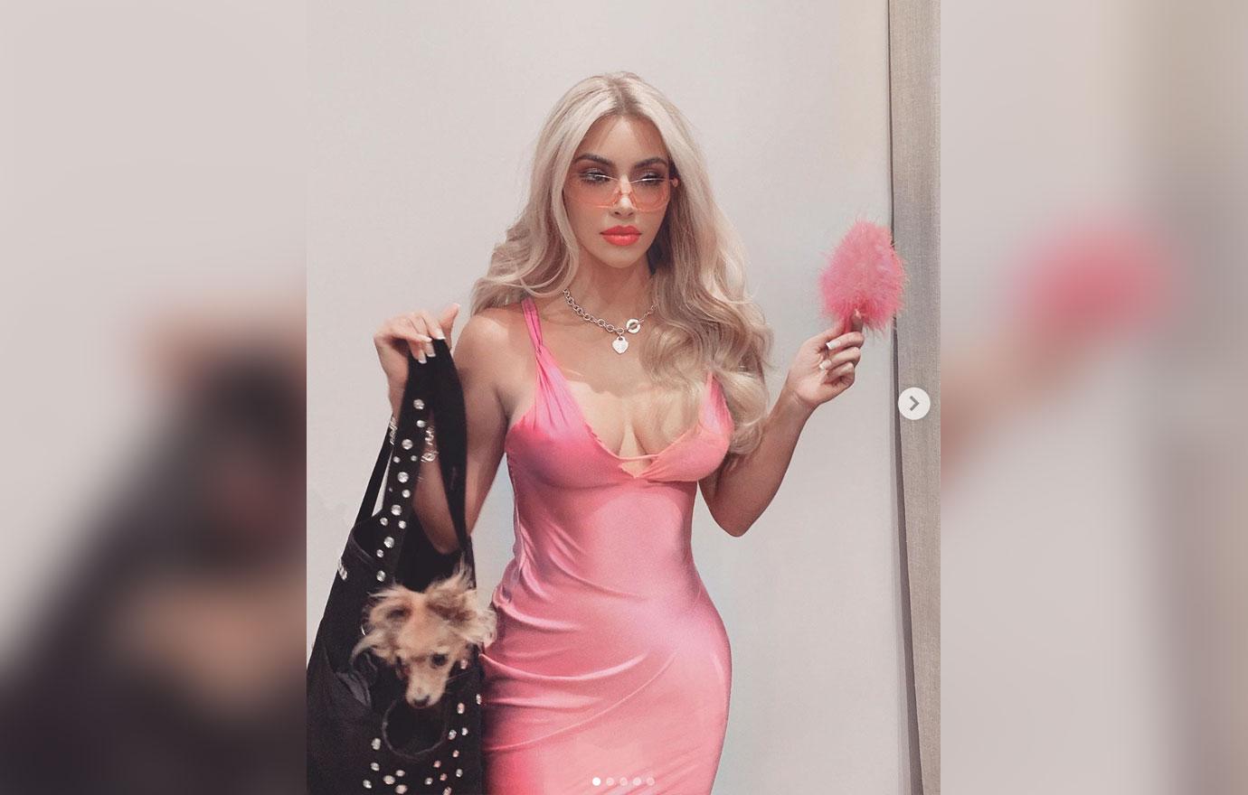 Kim Kardashian Pink Slip Dress 'Legally Blonde' Halloween