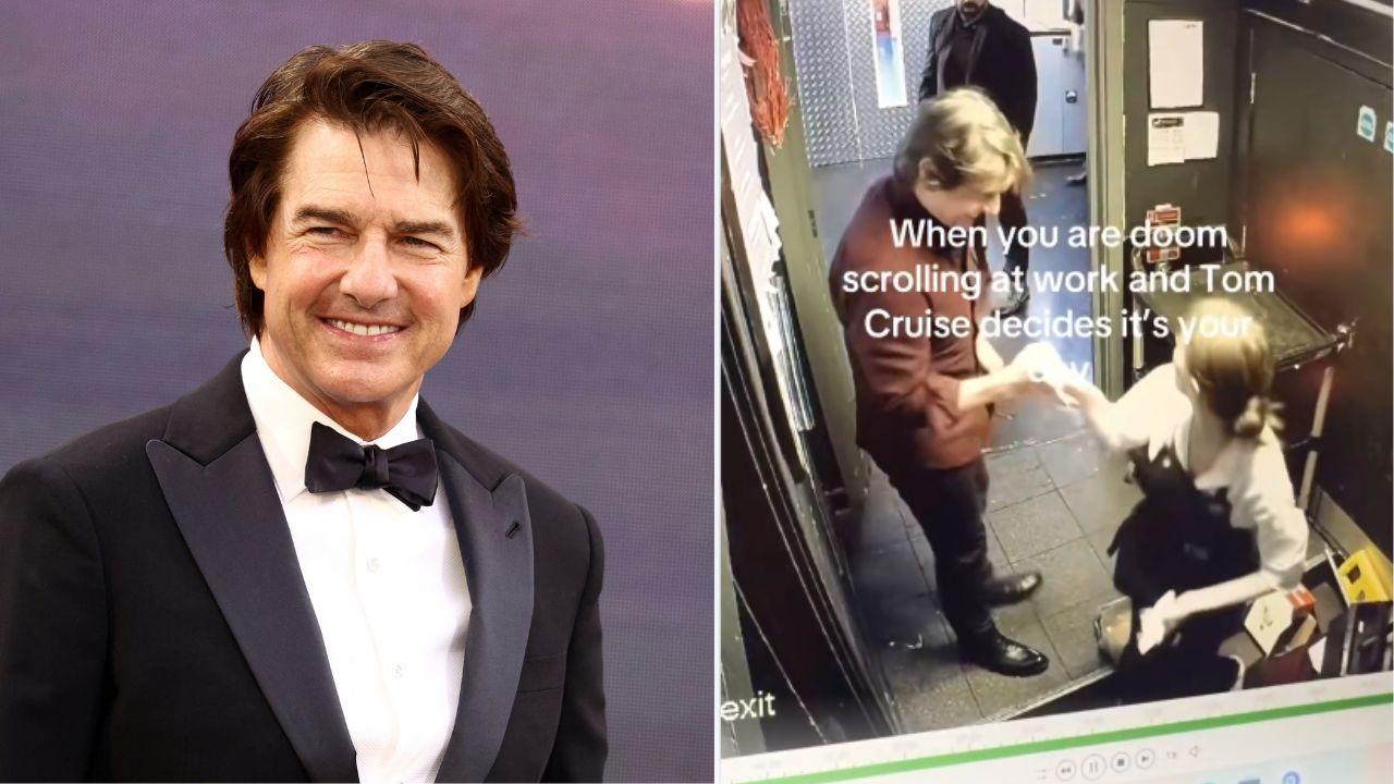Split image of Tom Cruise and Tom Cruise with Klementina.