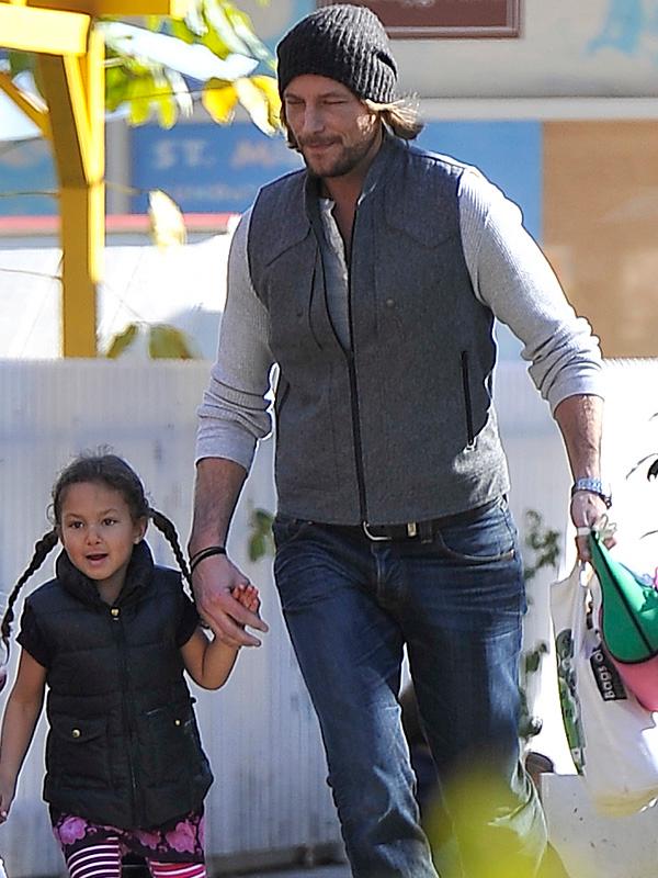 Gabriel Aubrey picks up his daughter Nahla Aubrey from school in studio city