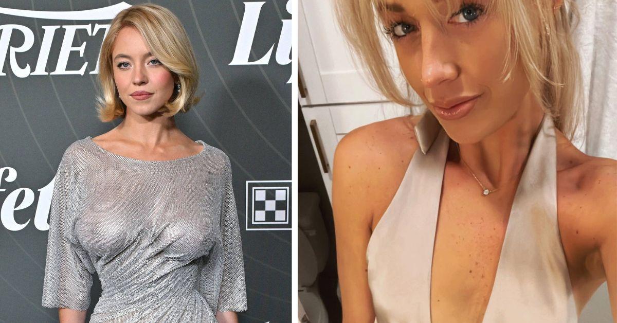 split photo of sydney sweeney and sophie cunningham