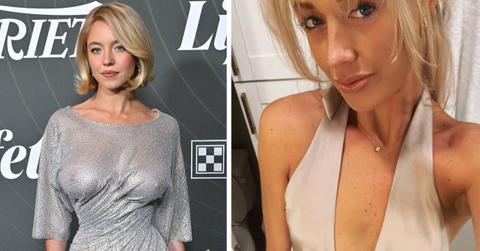 split photo of sydney sweeney and sophie cunningham