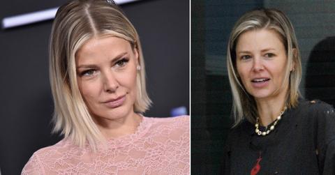 A photo of Ariana Madix with makeup and an image of her without makeup.