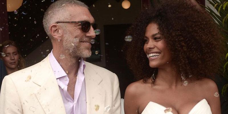 Tina Kunakey, 22, cosies up to husband Vincent Cassel, 53, at the 45th  César Film Awards in Paris