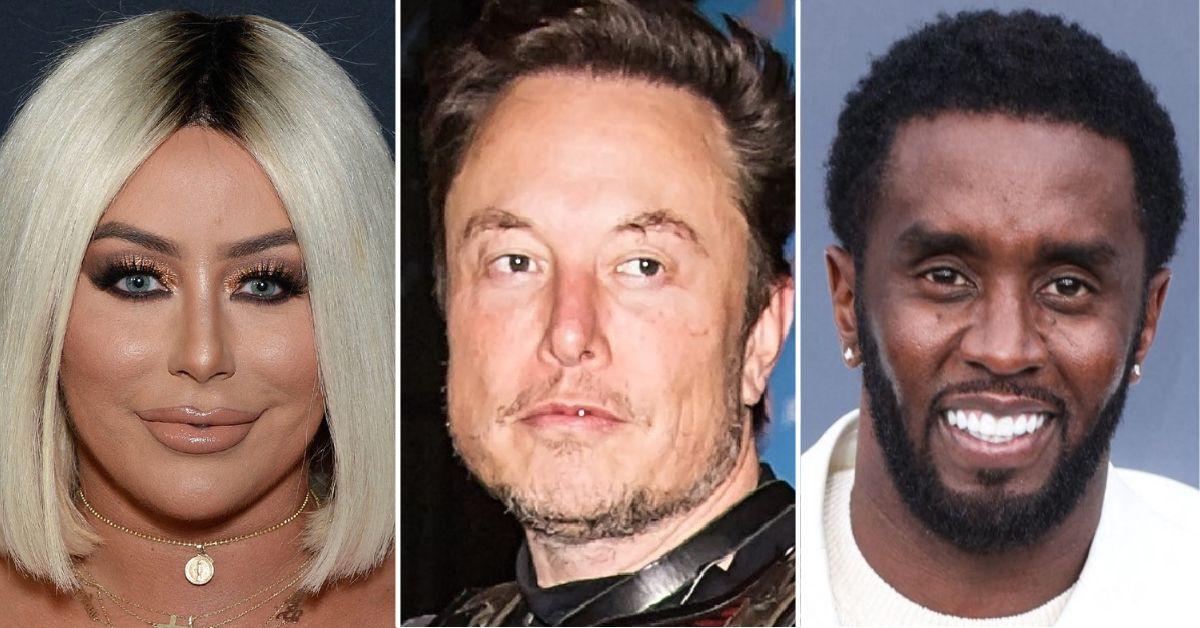 Composite photo of Aubrey O'Day, Elon Musk and Sean 'Diddy' Combs.