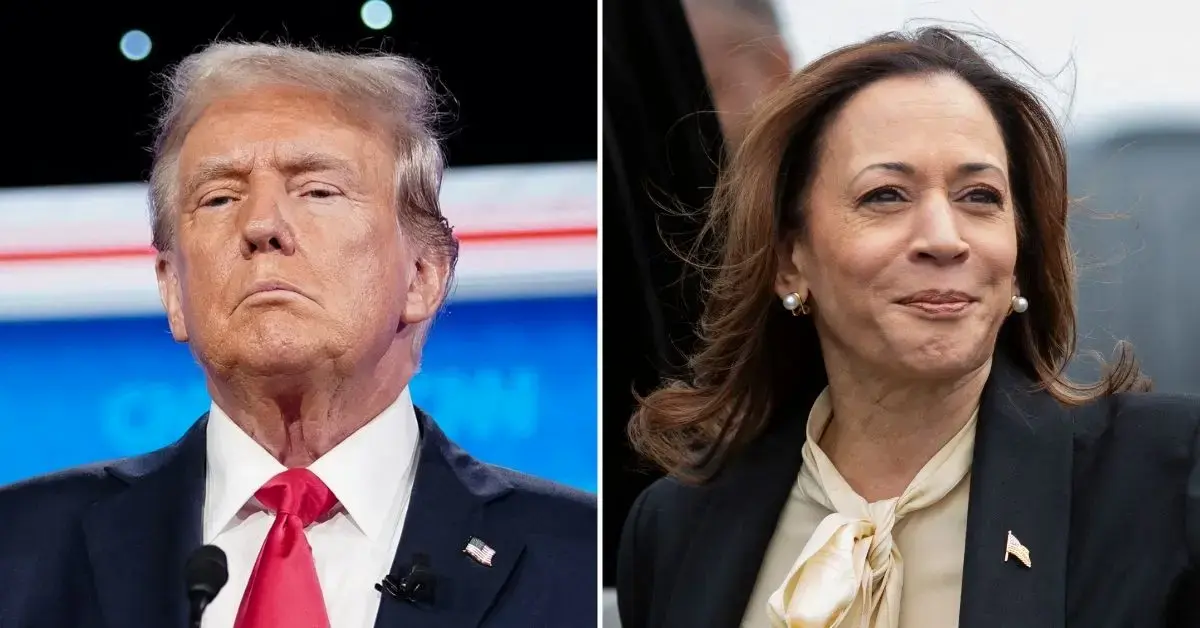 Split photo of Donald Trump and Kamala Harris.