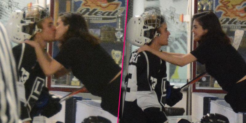 Selena Gomez and Justin Bieber Kiss at His Hockey Game - Selena Gomez and Justin  Bieber Back Together