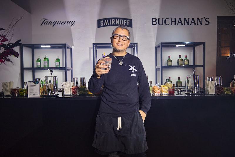 chrishabana raises a glass to fluidity is freedom at his ss jewelry showcase with diageo and its brands buchanans scotch whisky smirnoff pink lemonade and tanqueray