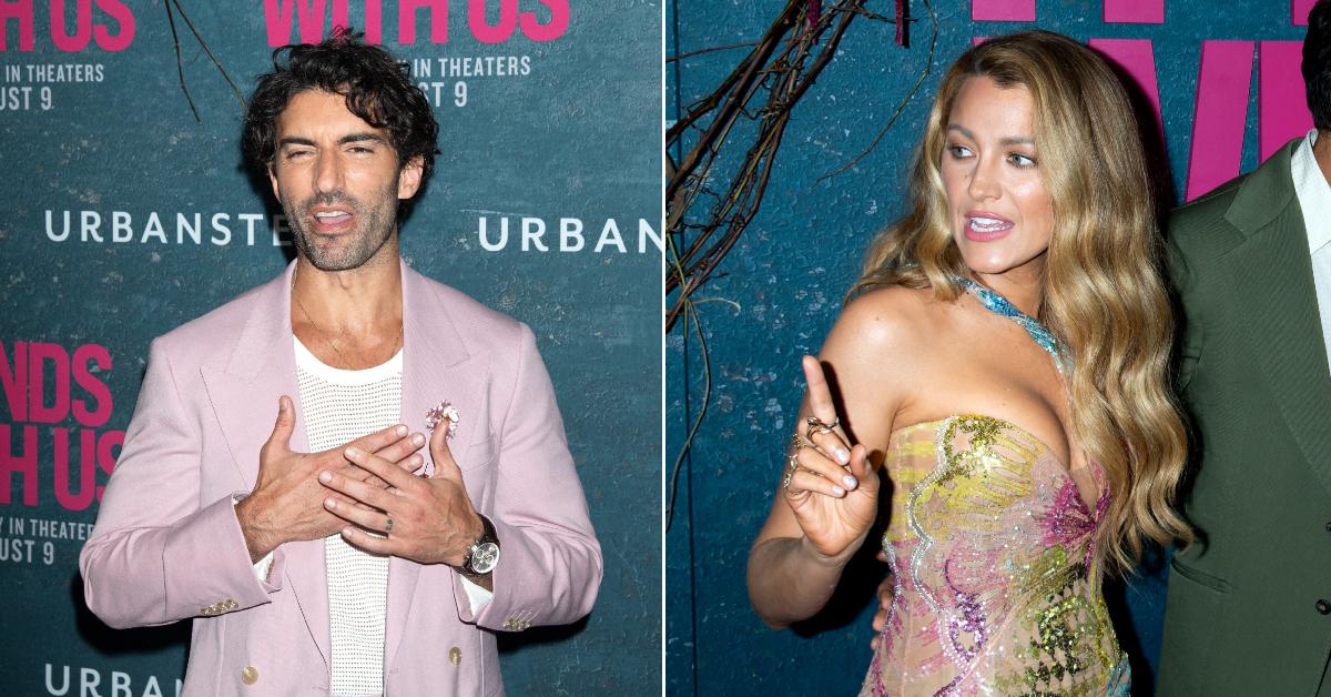 Photo of Justin Baldoni; picture of Blake Lively.