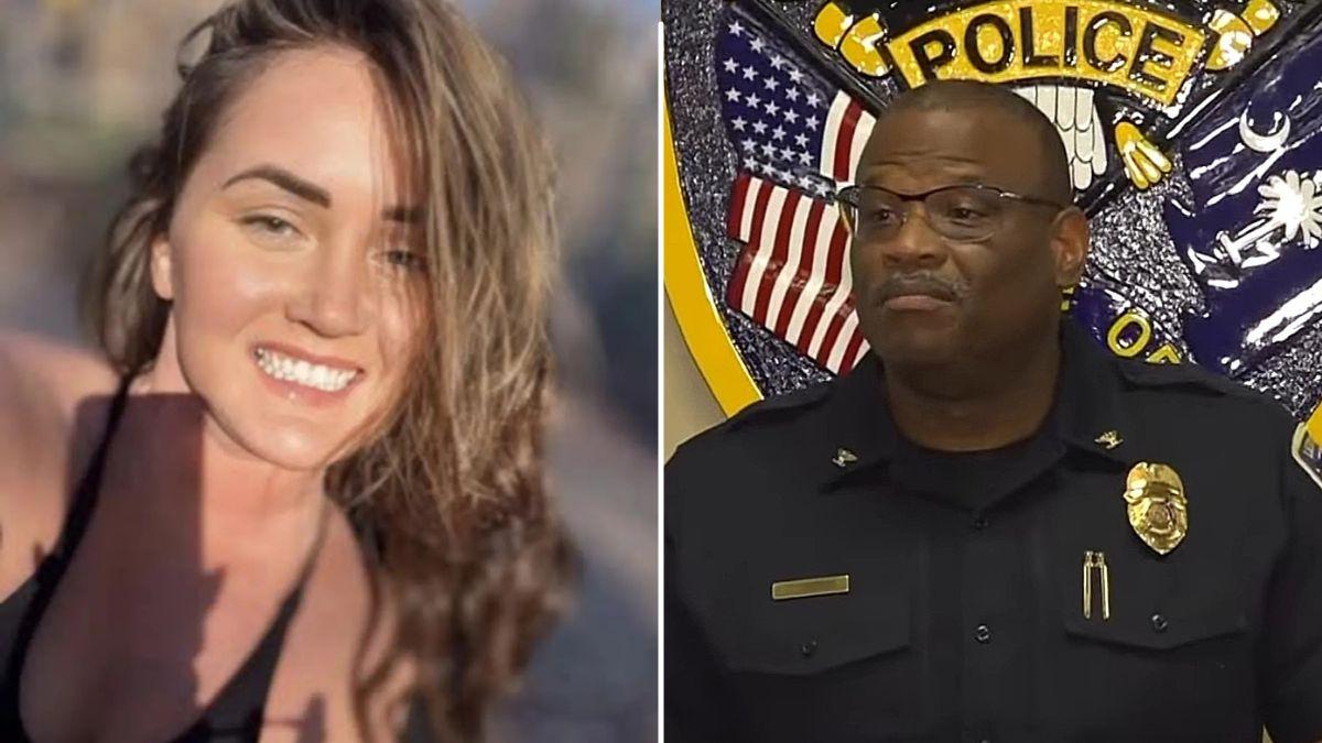 Split photo of Elena Katherine Moore and LPD Chief Terrence Green 
