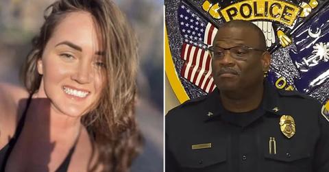 Split photo of Elena Katherine Moore and LPD Chief Terrence Green