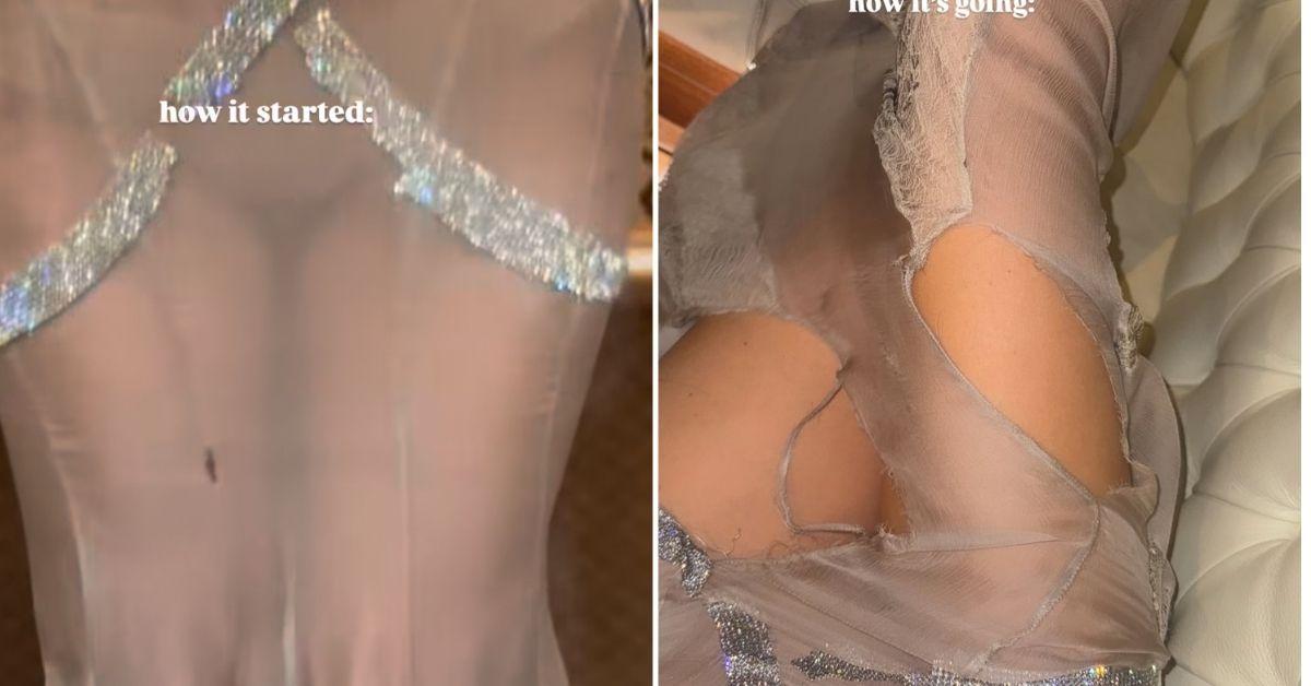 leonardo dicaprios vittoria ceretti wardrobe malfunction jeff bezos lauren sanchezs wedding bash