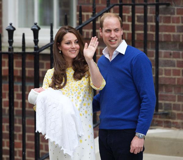 Prince William, Duke of Cambridge and Catherine, Duchess Of Cambridge depart the Lindo Wing with their new baby daughter at St Mary&#8217;s Hospital in London, UK