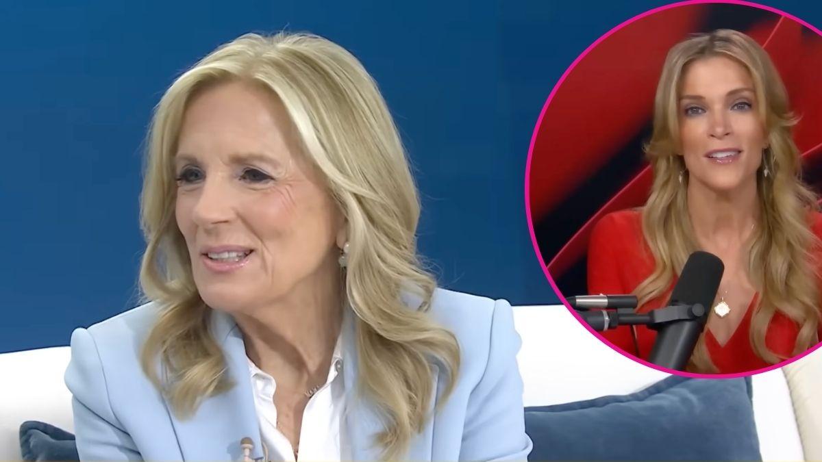 image and inset of Jill Biden, Megyn Kelly 