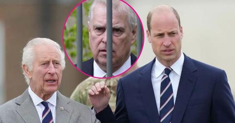 composite photo of king charles and prince william and ex-prince andrew
