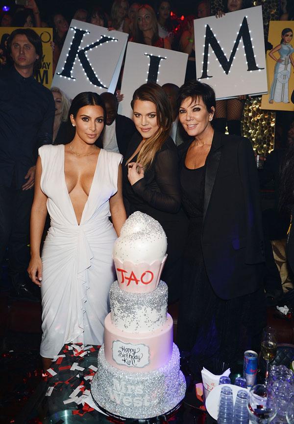 Kim Kardashian West, Khloe Kardashian and Kris Jenner at Kim&#039;s 34th Birthday at TAO