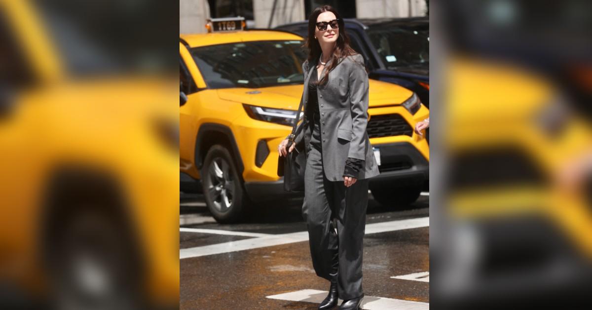 image of Anne Hathaway channeled effortless glam on the set.