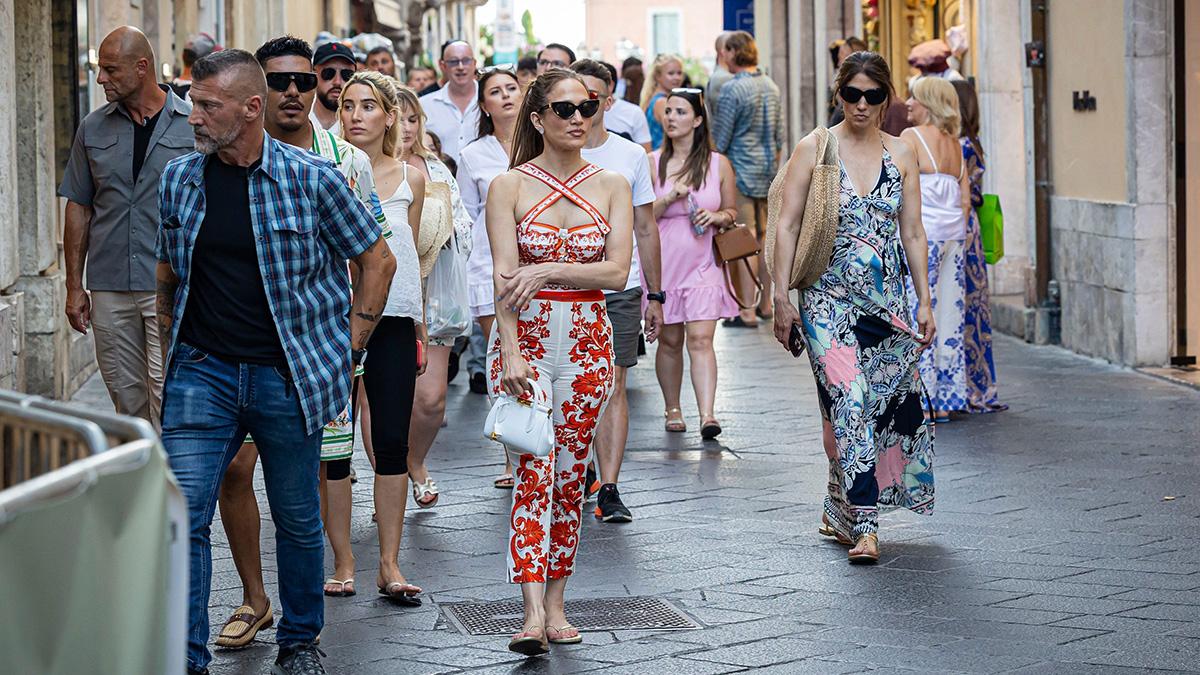 Image of Jennifer Lopez has been seen wearing Dolce & Gabbana multiple times on her vacation. 
