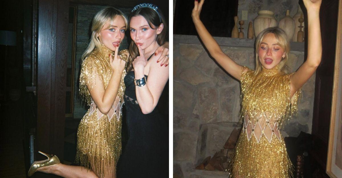 image of The singer also wore a shimmering gold mini dress.