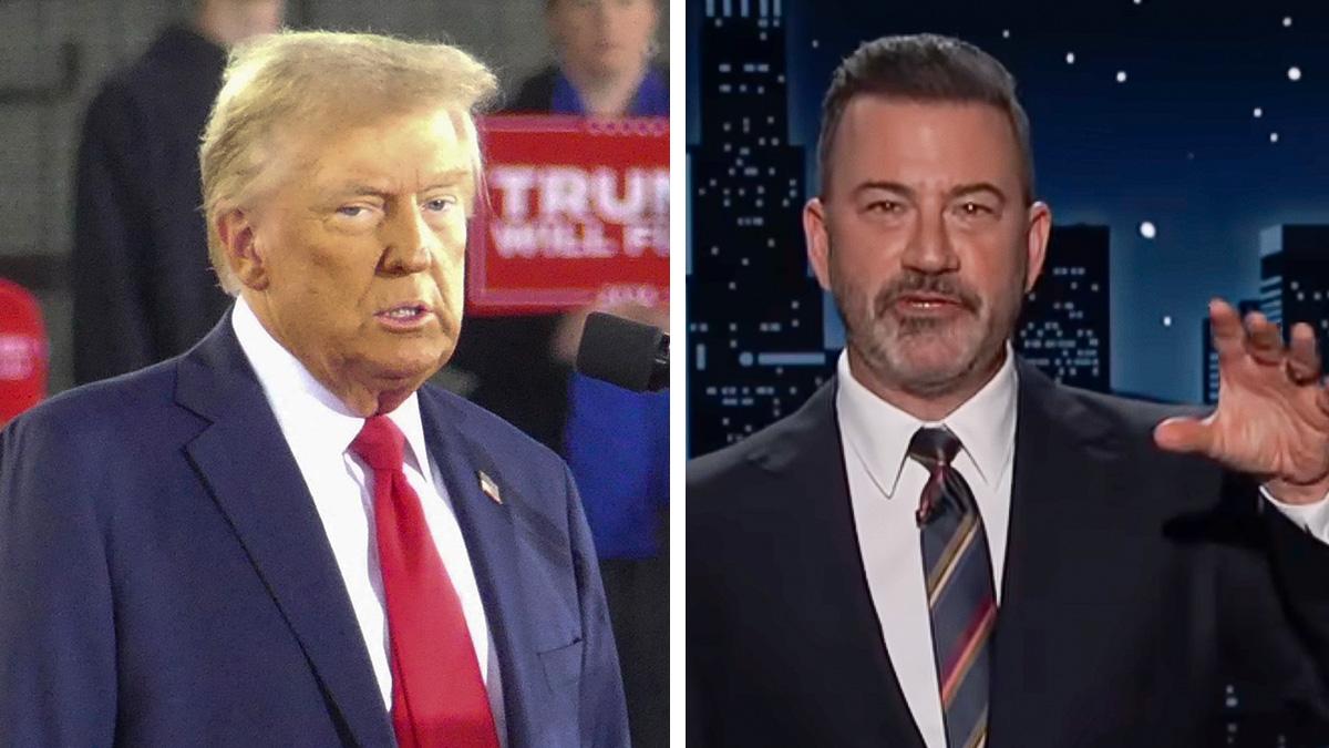 Split photo of Donald Trump and Jimmy Kimmel.