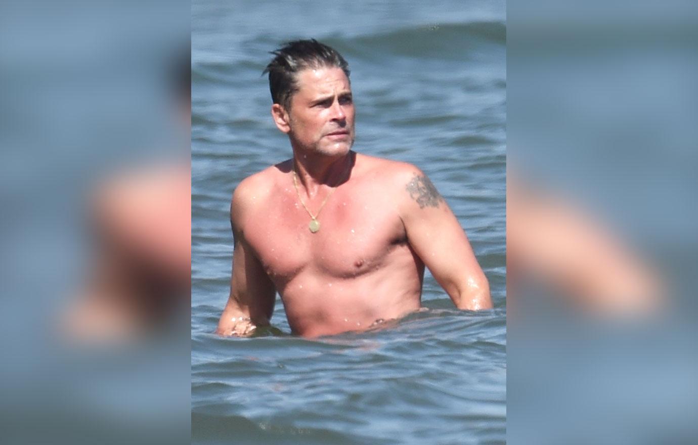 shirtless men on the beach rob lowe