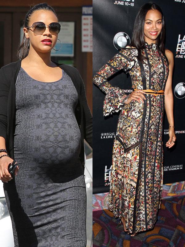 Zoe saldana akm mom bodies post baby body pregnancy