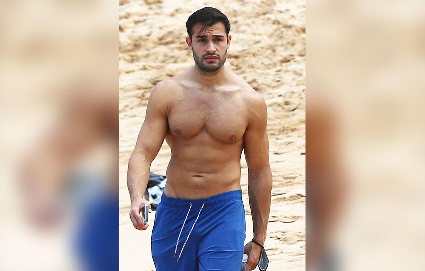 shirtless men on the beach sam asghari