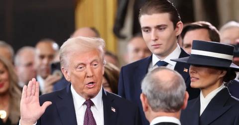 photo of donald trump with son barron trump and wife melania