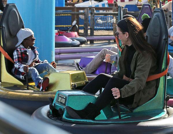 sandra bullock son louis bumper car fun