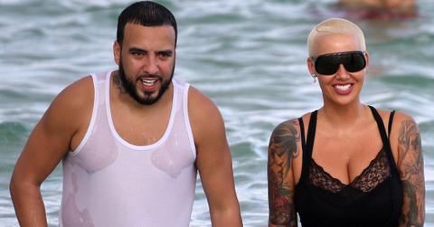 Amber Rose Wearing a Black one Piece on the Beach With Rumored new Boyfriend French Montana in Miami