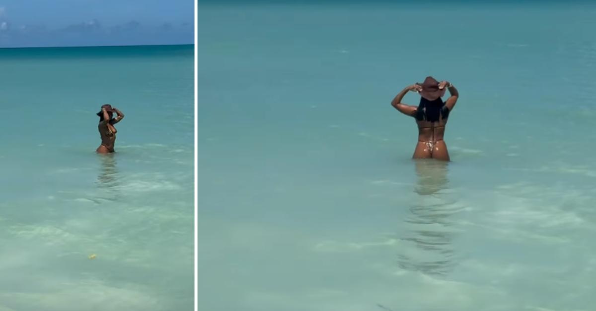 Photo of The model turned around in the water to show off every angle of her physique.
