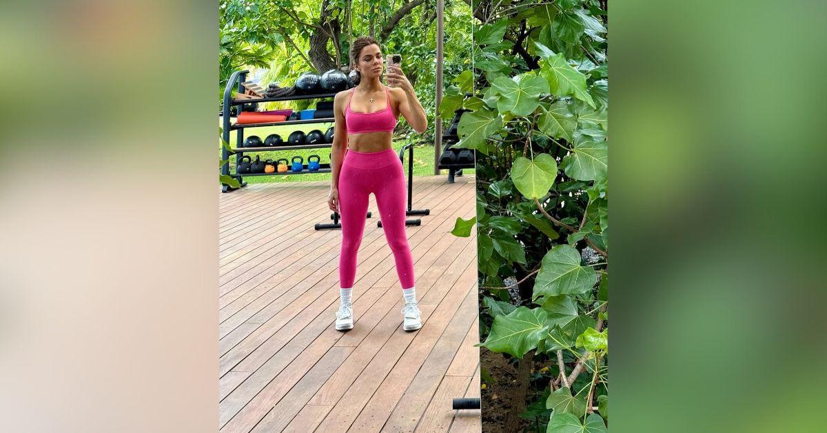 khloe kardashian fit figure spills out sports bra photos