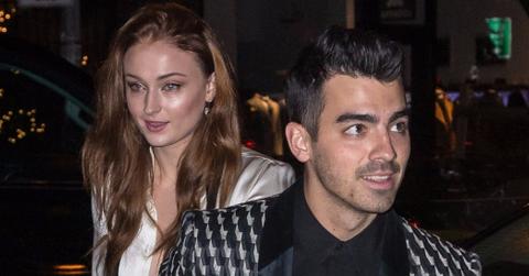 Joe Jonas and Sophie Turner arrive with guests for their engagement dinner in NYC