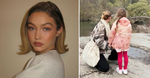 Photo of Gigi Hadid and a picture of Hadid with daughter Khai