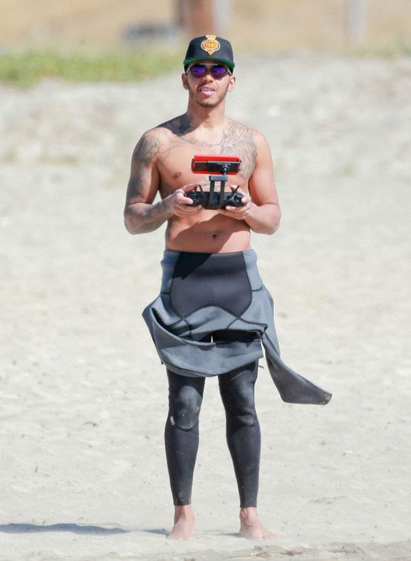 lewis hamilton shirtless beach vacation