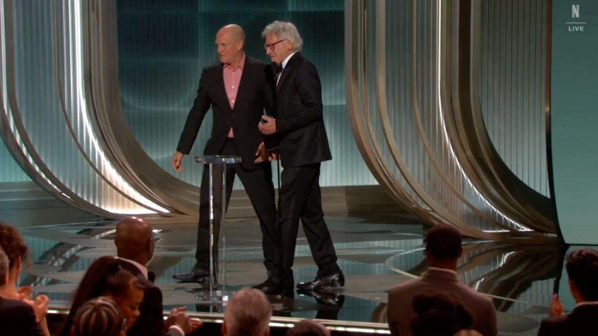 Photo of Harrison Ford was introduced at the 2026 Actor Awards by pal Woody Harrelson.