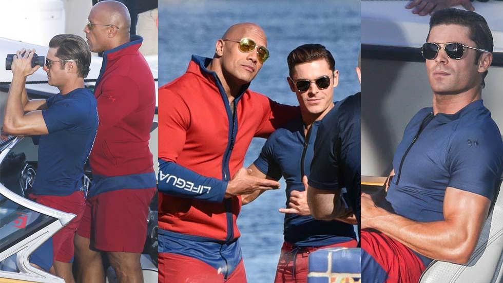 Baywatch movie the rock zac efron shirtless muscles 01