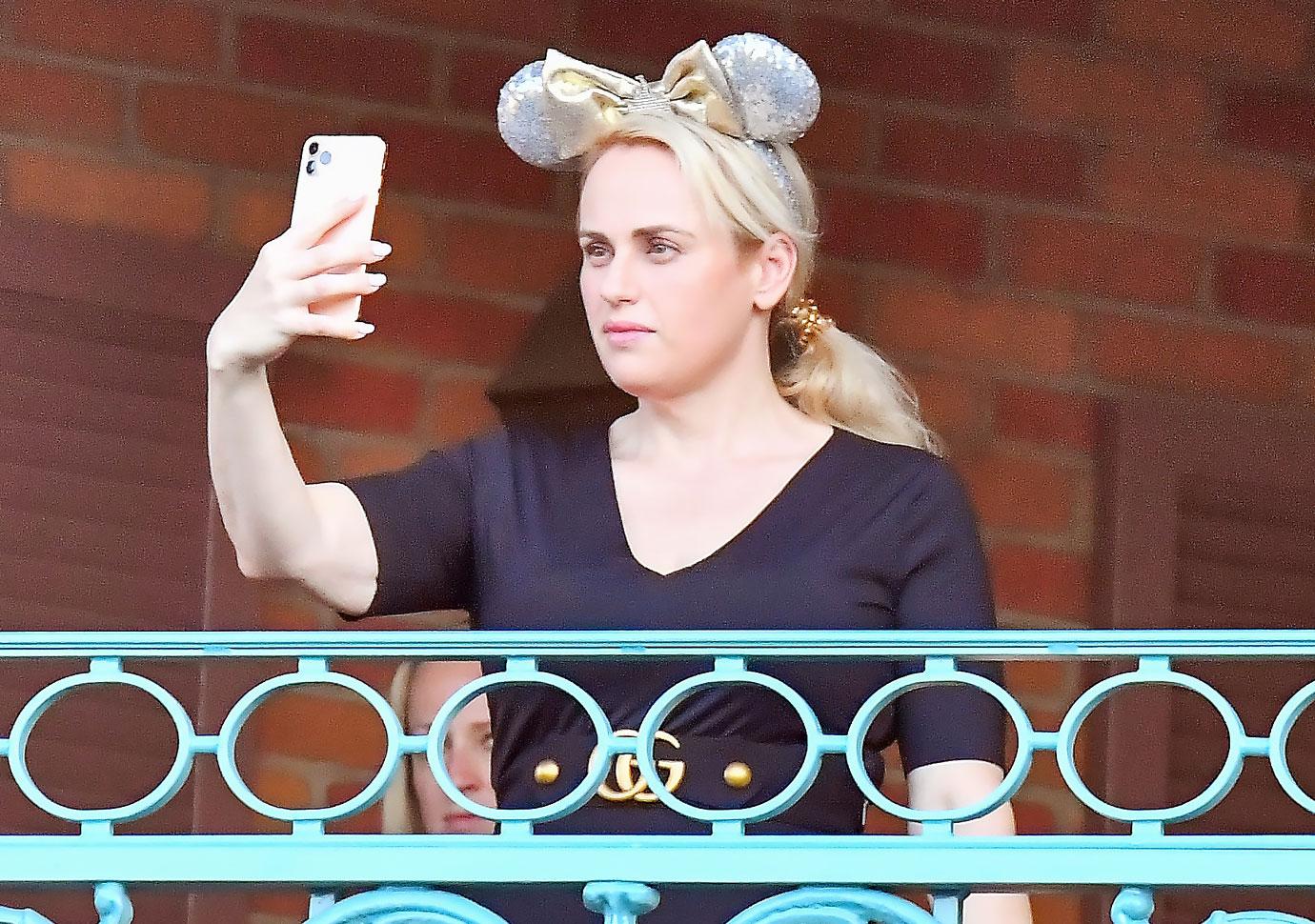 rebel wilson disneyland mickey mouse ears selfie