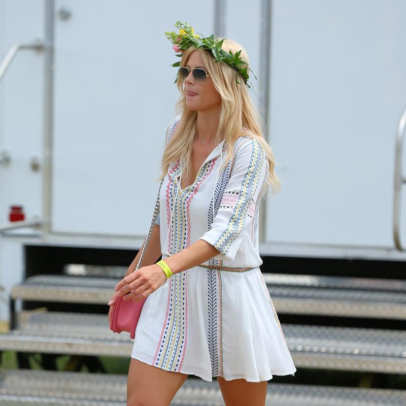 EXCLUSIVE: Swedish model Elin Nordegren, wearing a floral crown and summer dress, attends OCRFA&#8217;s 19th Annual Super Saturday