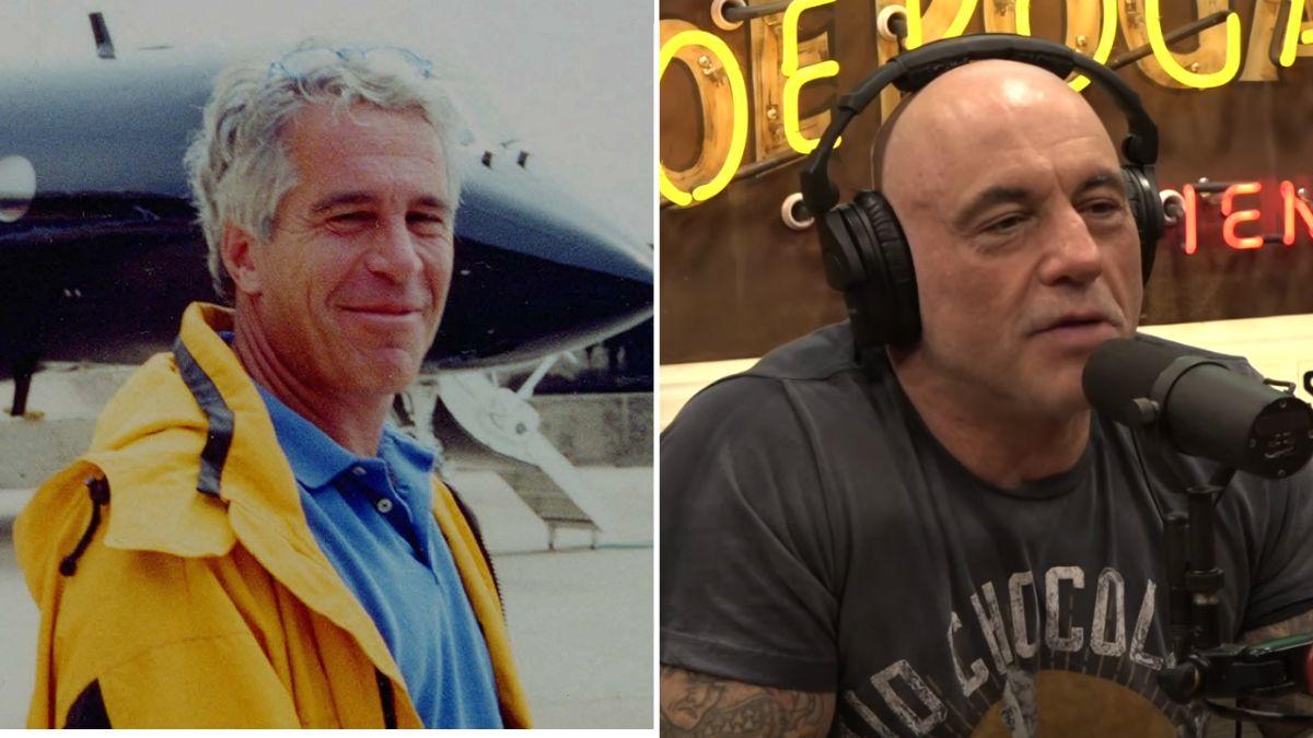 split image of Jeffrey Epstein and Joe Rogan