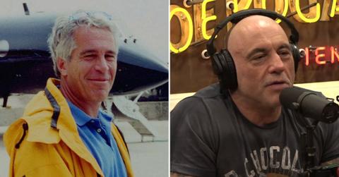 split image of Jeffrey Epstein and Joe Rogan