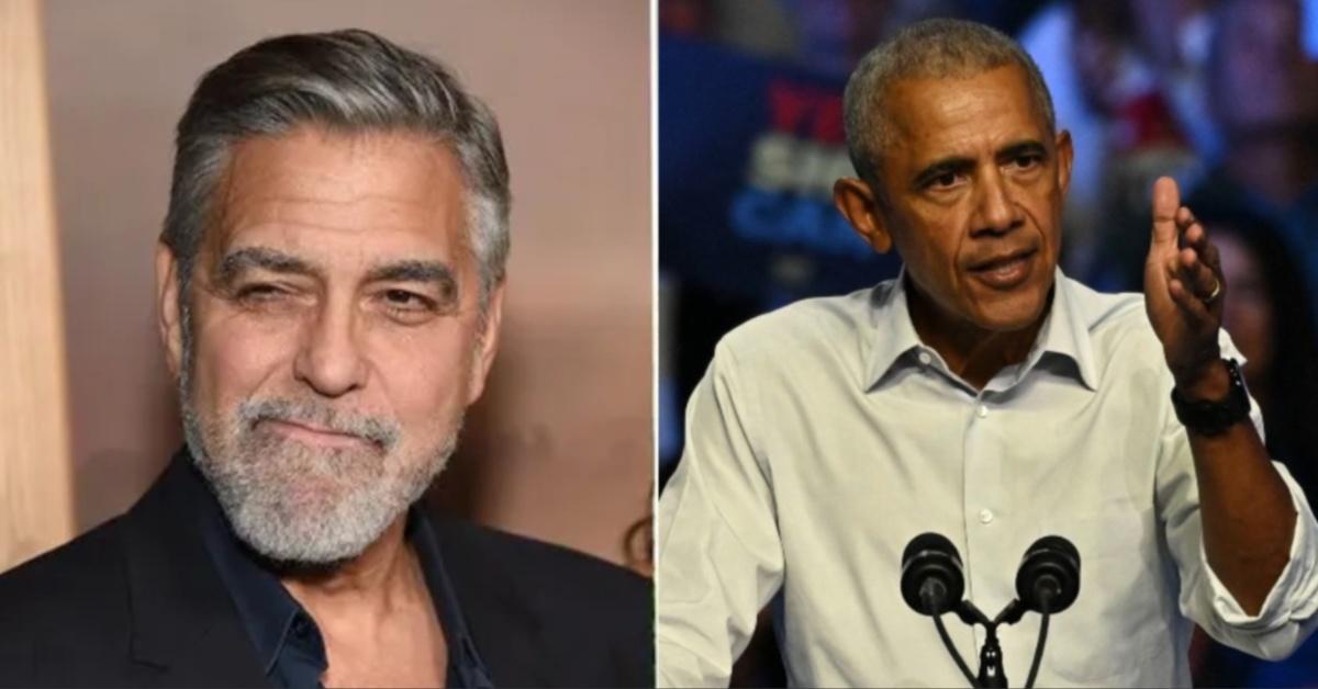 Split photo of George Clooney and Barack Obama